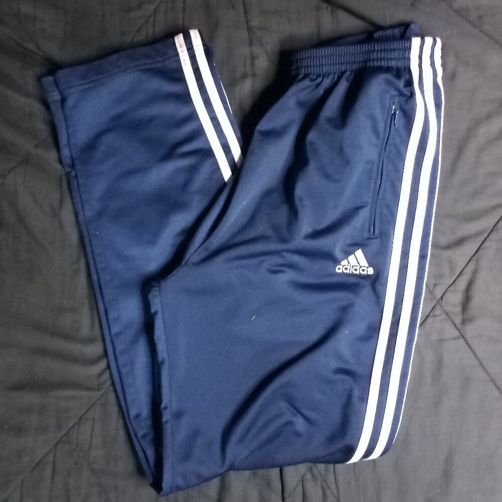 Vintage 90s Adidas 3 Stripe Snap Sweatpants Joggers Blue